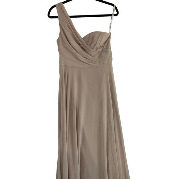 Celebrate DB Studio Size 10 Maxi Nude One Shoulder Bridesmaid Dress NWT 6334 - Picture 5 of 16